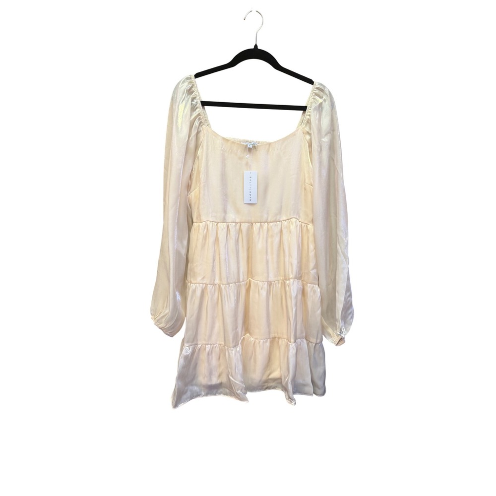 NWT Baltic Born Gio Tiered Short Dress Champagne Iridescent Shimmer Mini Large